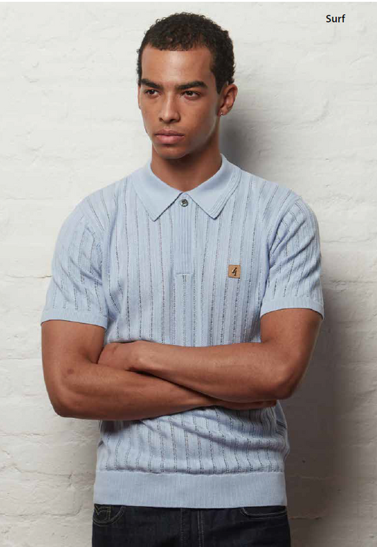 Gabicci Vintage Men's V56GM04 Woodall SS Polo Shirt Surf Blue