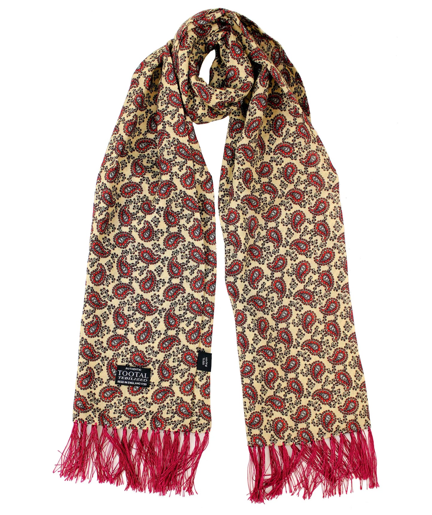 Tootal Men's TB8201 Paisley Rayon Scarf Clotted Cream