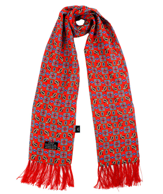 Tootal Men's TB8207 Paisley Geo Print Rayon Scarf Red