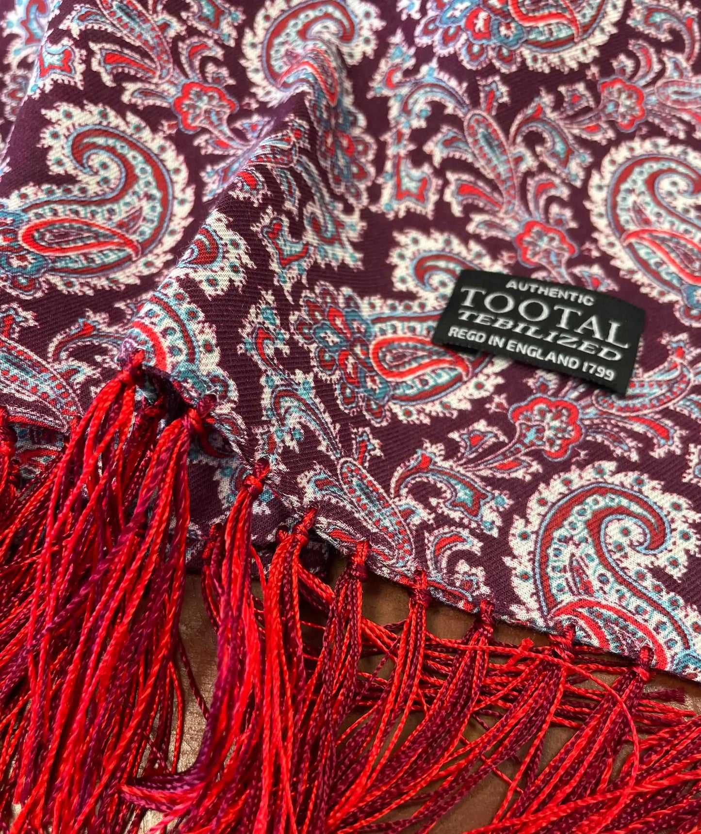 Tootal Men's TB9231 Paisley Rayon Scarf Burgundy / Sky Blue