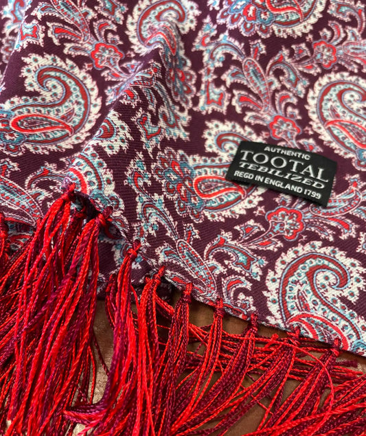 Tootal Men's TB9231 Paisley Rayon Scarf Burgundy / Sky Blue
