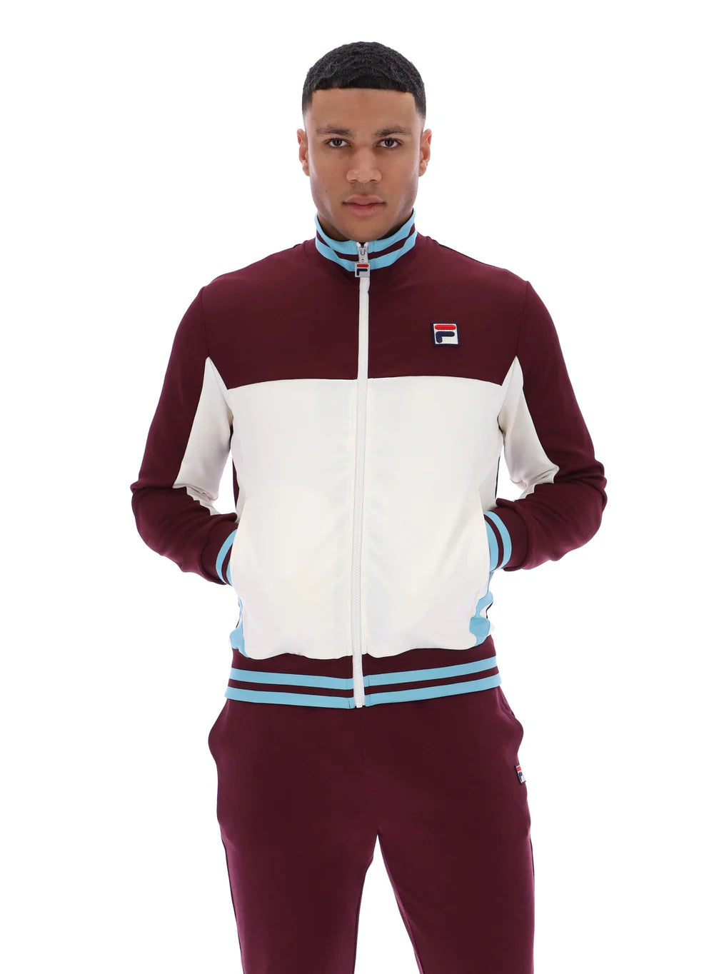 Fila Vintage Men's Tiebreaker Funnel Track Top Fig / Gardenia / Milky Blue