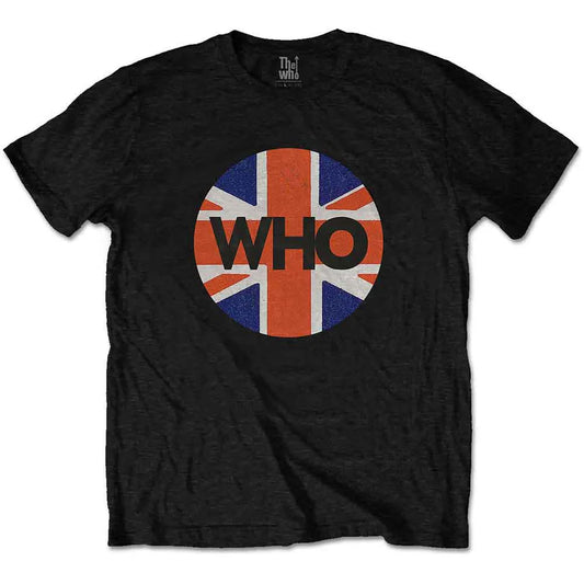The Who Official Union Jack Circle Design T Shirt Black