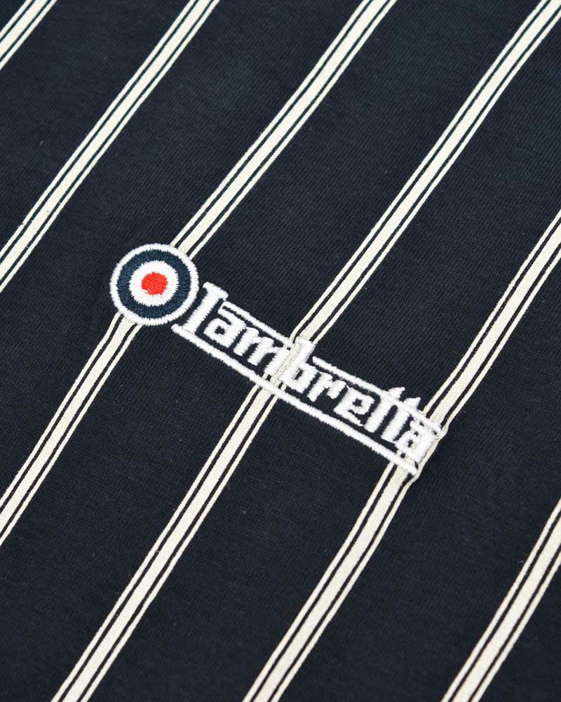 Lambretta Men's SS1027 Pinstripe Polo Shirt Navy Blue