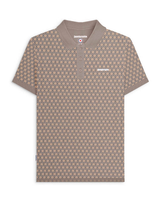 Lambretta Men's SS1229 Geo Roundel Polo Shirt Cinder