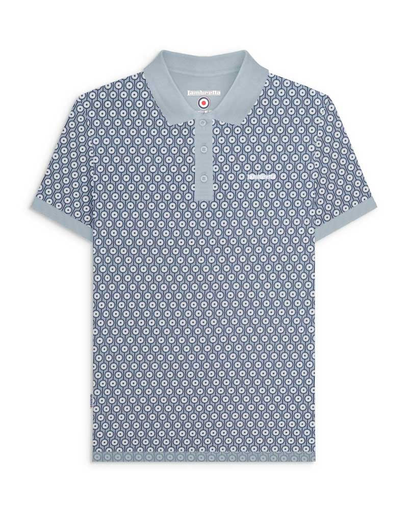 Lambretta Men's SS1229 Geo Roundel Polo Shirt Dusky Blue