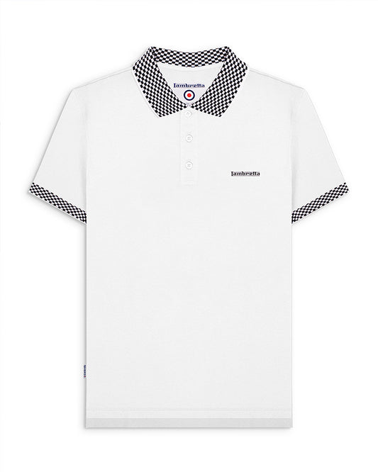 Lambretta Men's SS1029 Two Tone Polo Shirt White
