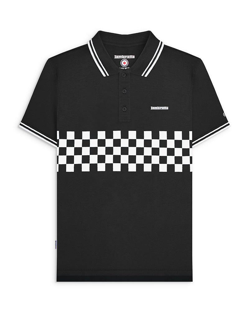 Lambretta Men's SS9107 Two Tone Panel Polo Shirt Black White