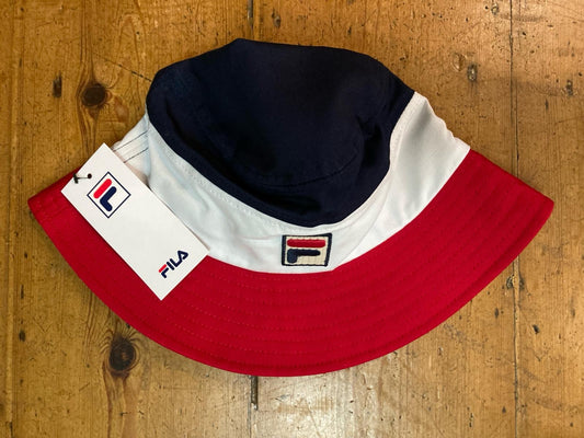 Fila Vintage Men's FHXS24014 Marco Bucket Hat Tri Colour Red White Navy
