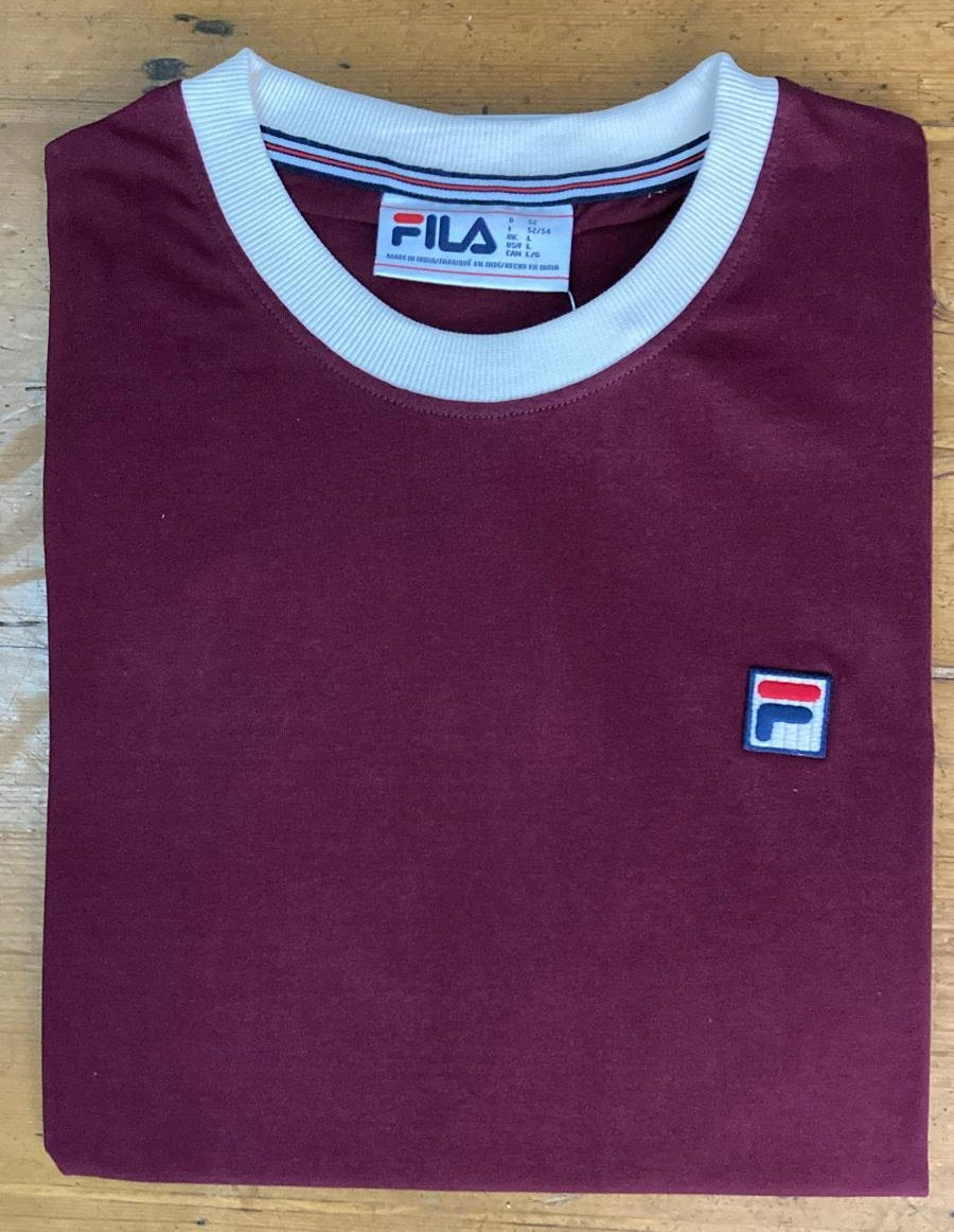 Fila Vintage Men's Marconi Essential Ringer T Shirt Windsor Wine