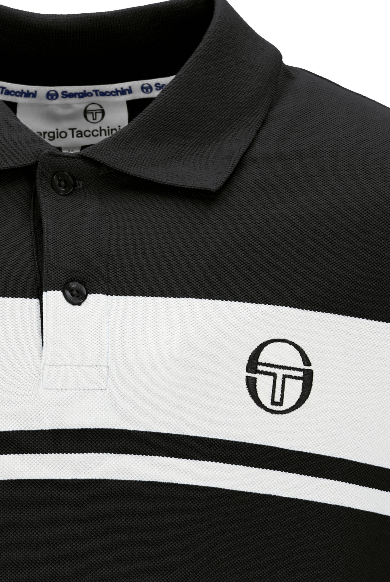 Sergio Tacchini Men's STM14554 SS Young Line Polo Shirt Black / White