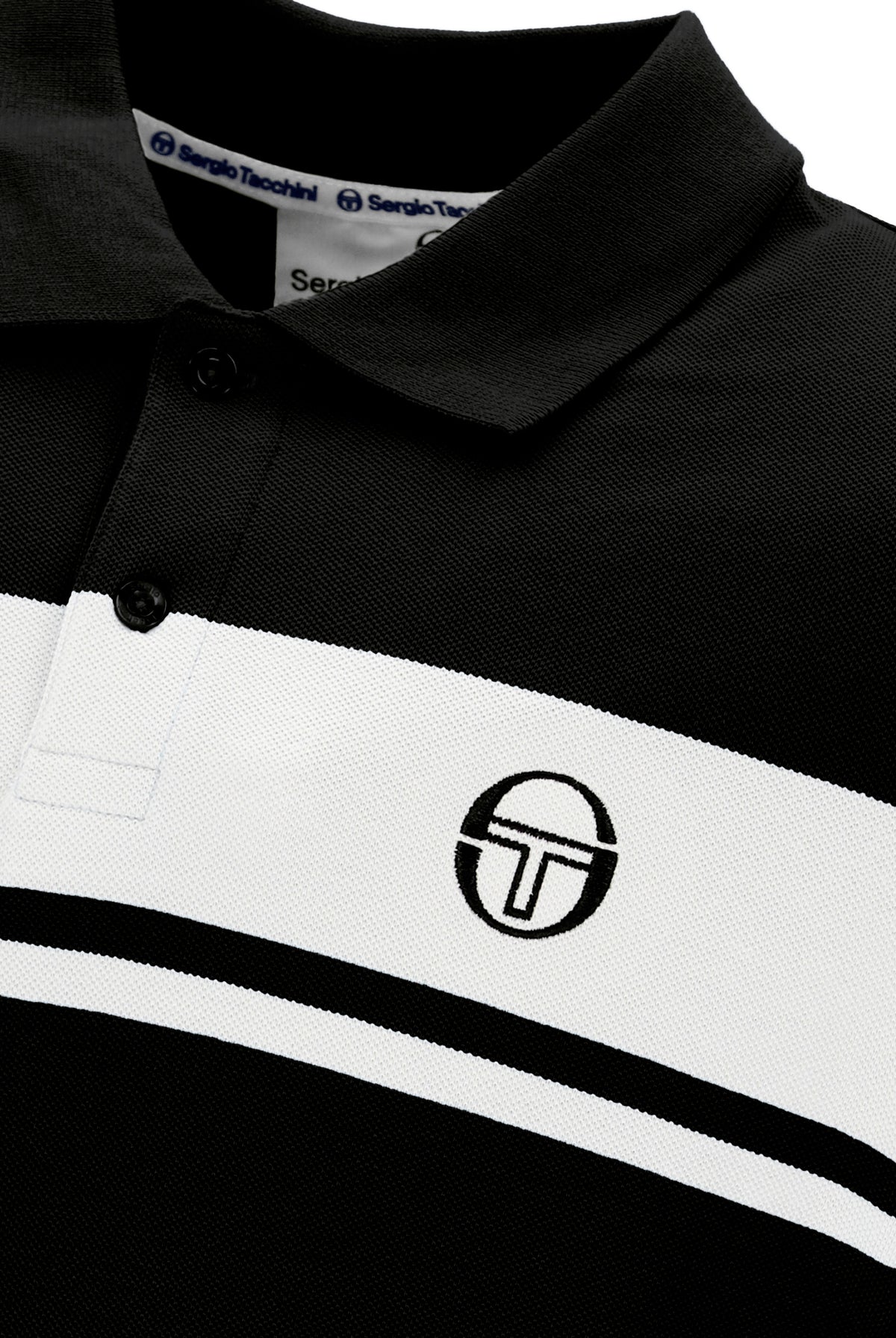 Sergio Tacchini STM14554 SS Young Line Polo Shirt Black / White