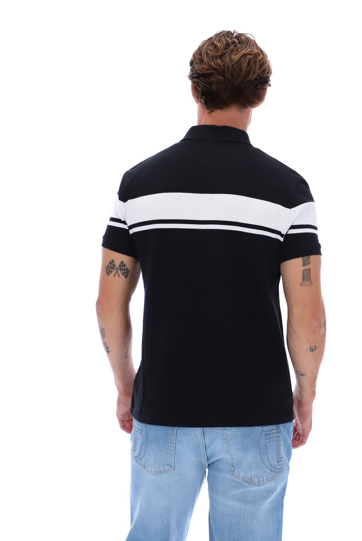 Sergio Tacchini STM14554 SS Young Line Polo Shirt Black / White