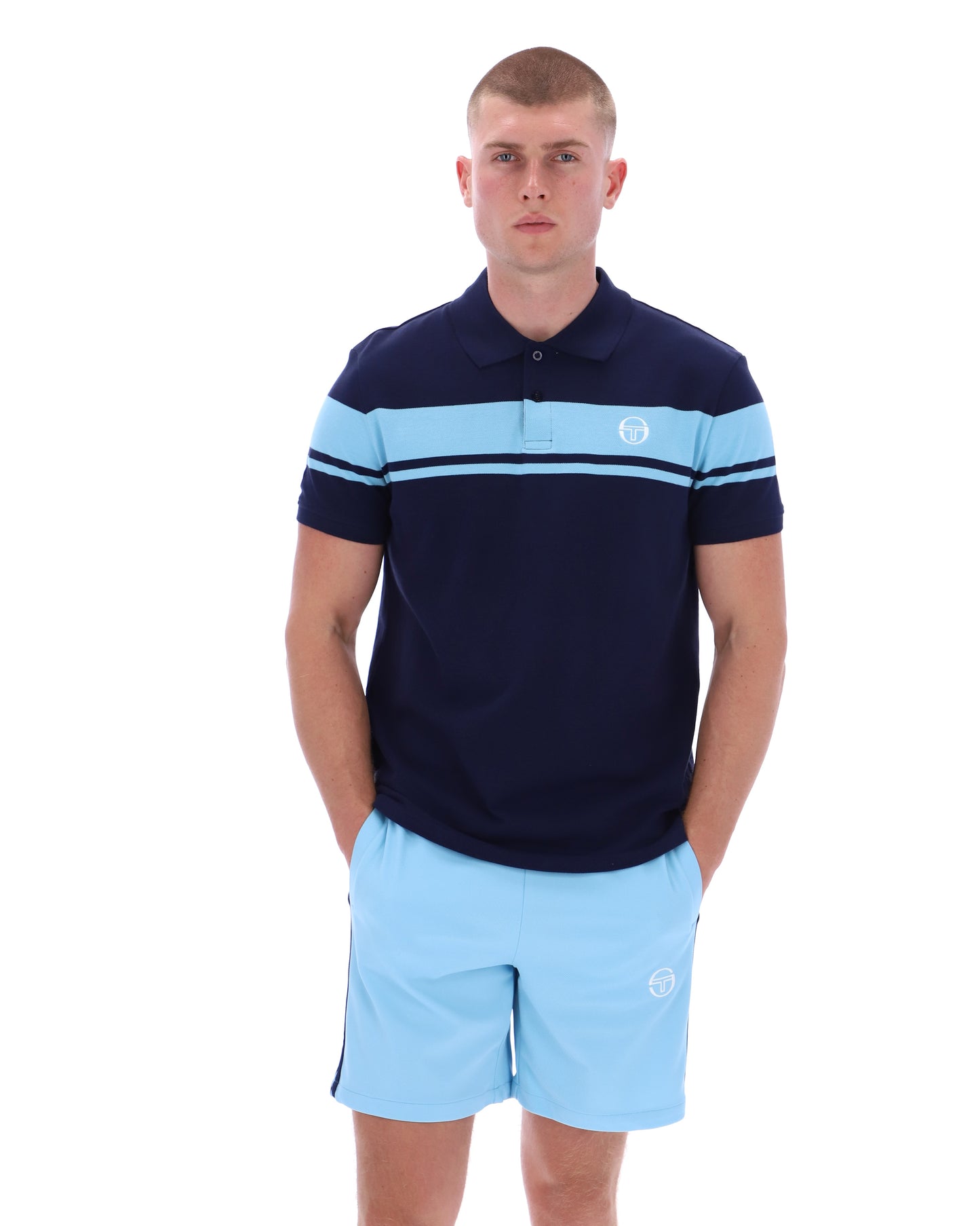 Sergio Tacchini Men's STM14554 SS Young Line Polo Shirt Maritime Blue / Baltic Sea