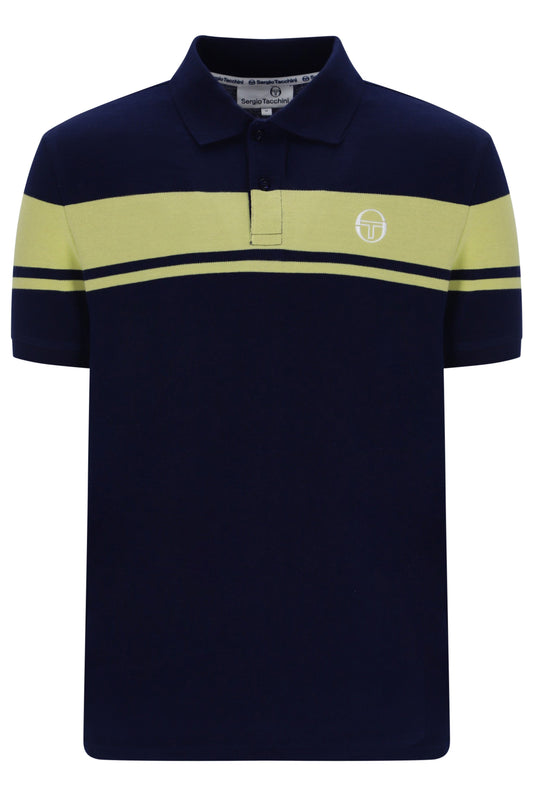 Sergio Tacchini Men's STM14554 SS Young Line Polo Shirt Maritime Blue / Celery