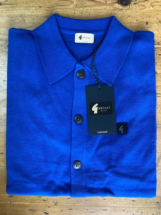 Gabicci Vintage Men's V52GK17 Guiness SS Button Polo Shirt Thames Blue