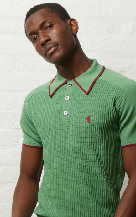 Gabicci Vintage Men's V54GM17 Malcolm SS Tipped Polo Shirt Verde Green