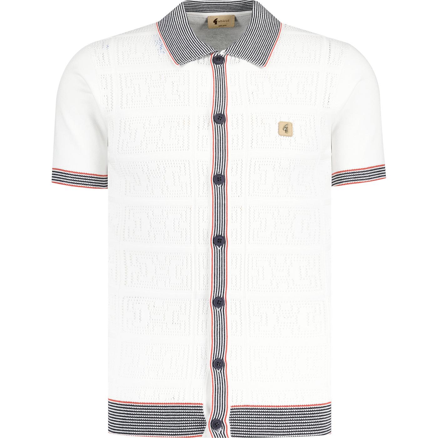 Gabicci Vintage Men's V52GM12 Soul SS Button Polo Shirt White
