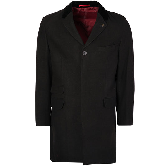 Gabicci Vintage Men's VOOGJ06 Winston Crombie Wool Coat Black
