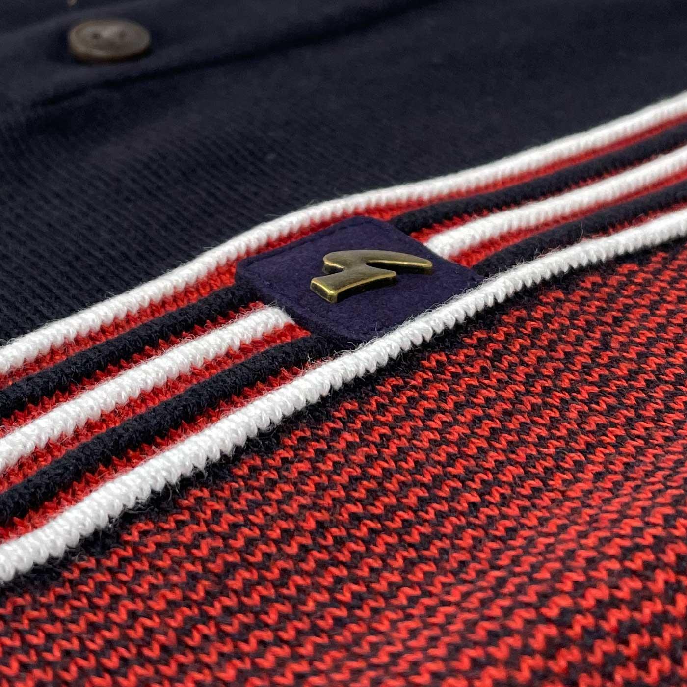 Gabicci Vintage Men's V52GM11 Eden SS Stripe Polo Shirt Navy Blue