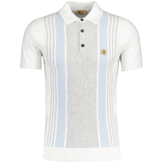 Gabicci Vintage Men's V52GM00 Searle SS Stripe Polo Shirt White