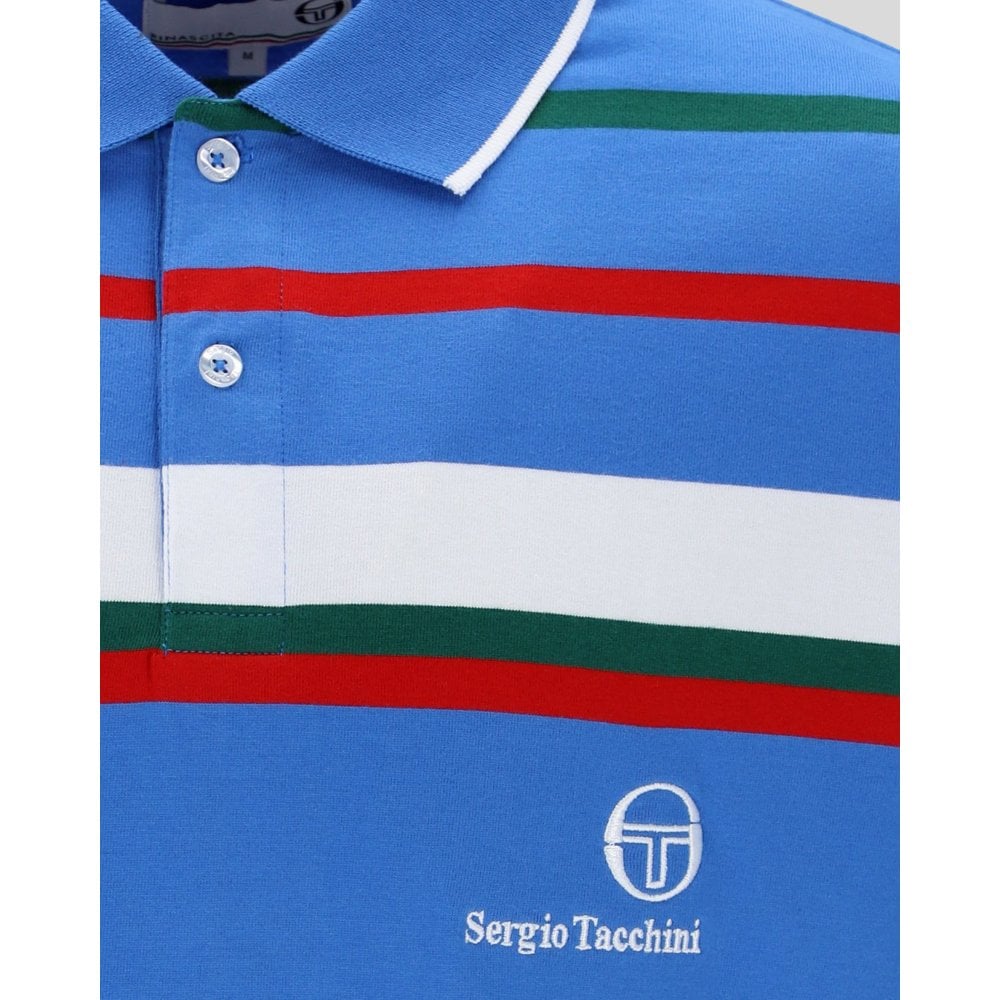 Sergio Tacchini Men's SS Denver Stripe Polo Shirt Palace Blue