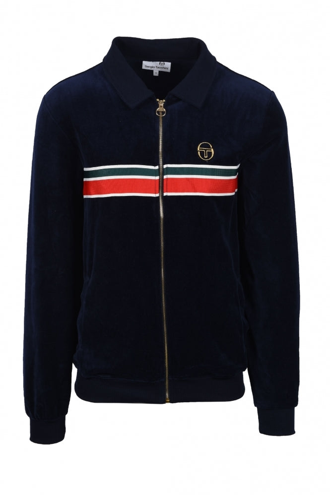 Sergio Tacchini Men's Spencer Velour Track Top Maritime Blue