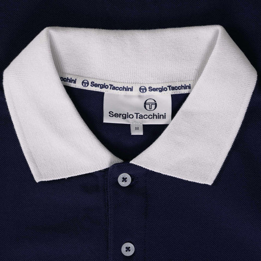 Sergio Tacchini Men's STM14566 Supermac Polo Shirt Maritime Blue / Adrenaline Rush