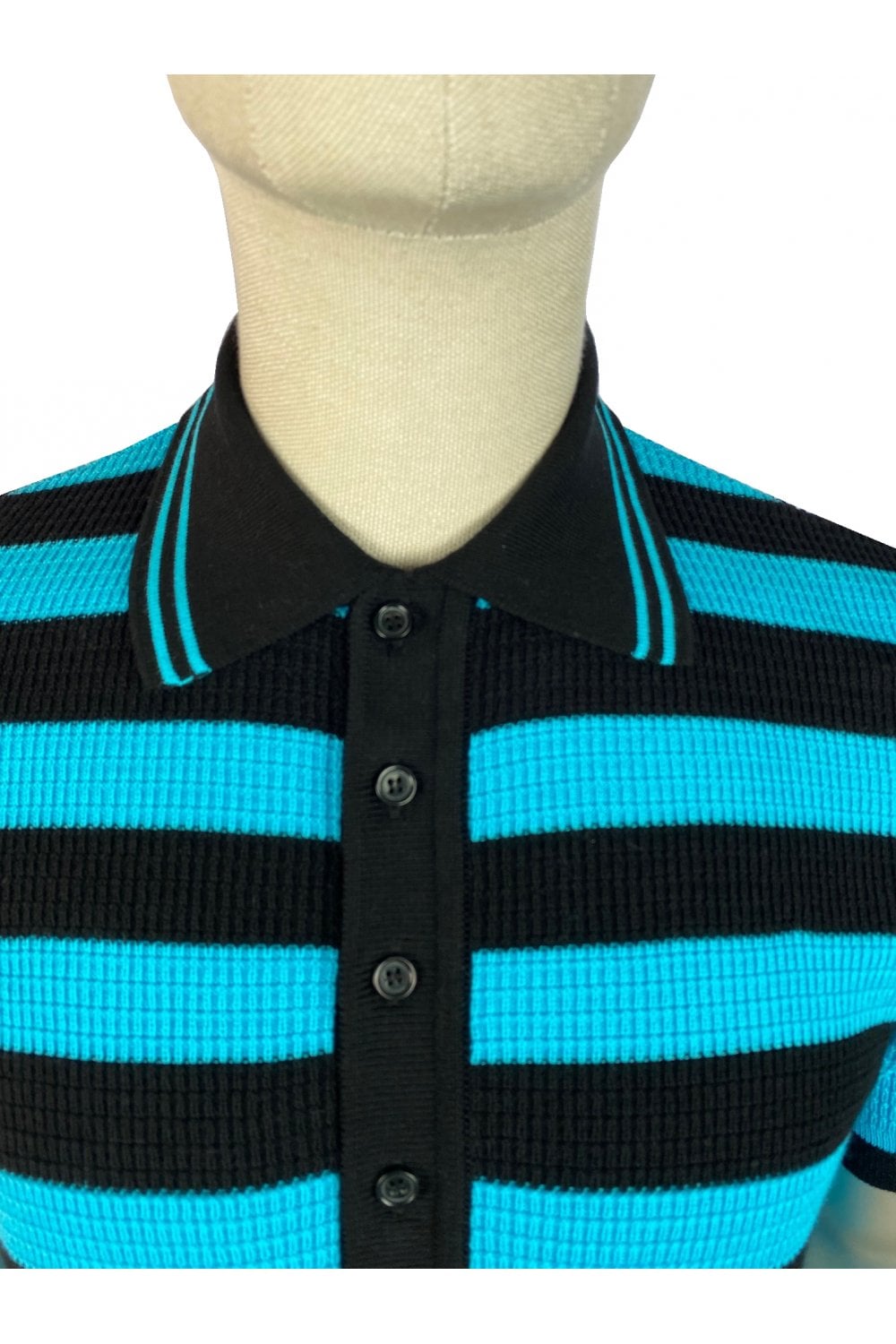 Ska & Soul Men's SS2556 'Hall' Fine Gauge Waffle Polo Shirt Turquoise