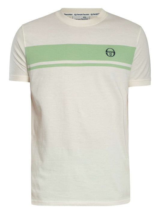 Sergio Tacchini Men's STM14593 SS Master Crew Neck T Shirt Gardenia / Quiet Green