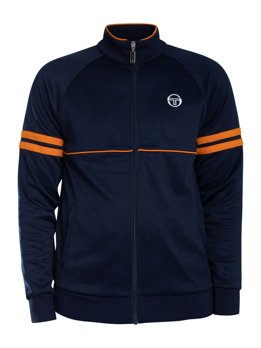 Sergio Tacchini Men's Orion Track Top Maritime Blue / Orange Pepper