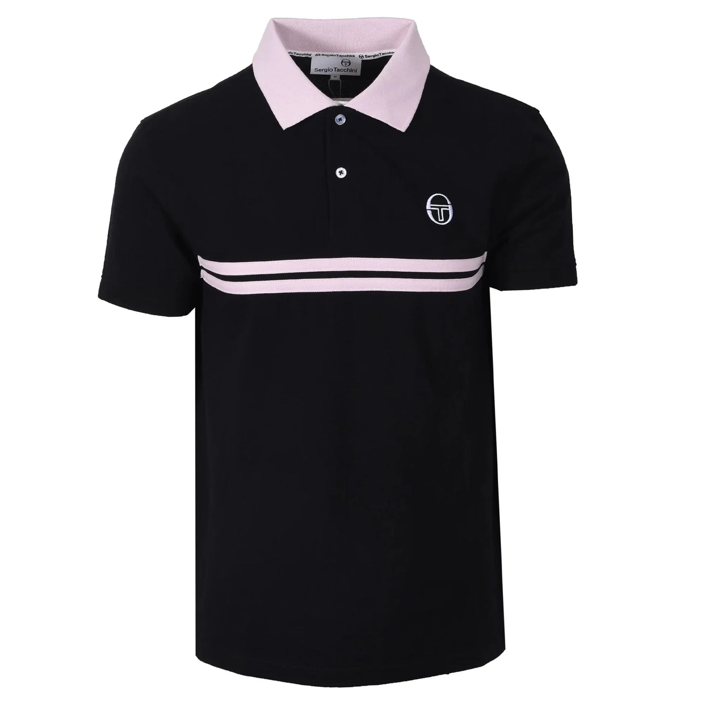 Sergio Tacchini Men's STM14566 Supermac Polo Shirt Black / Light Lilac / White