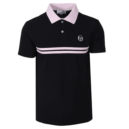 Sergio Tacchini Men's STM14566 Supermac Polo Shirt Black / Light Lilac / White
