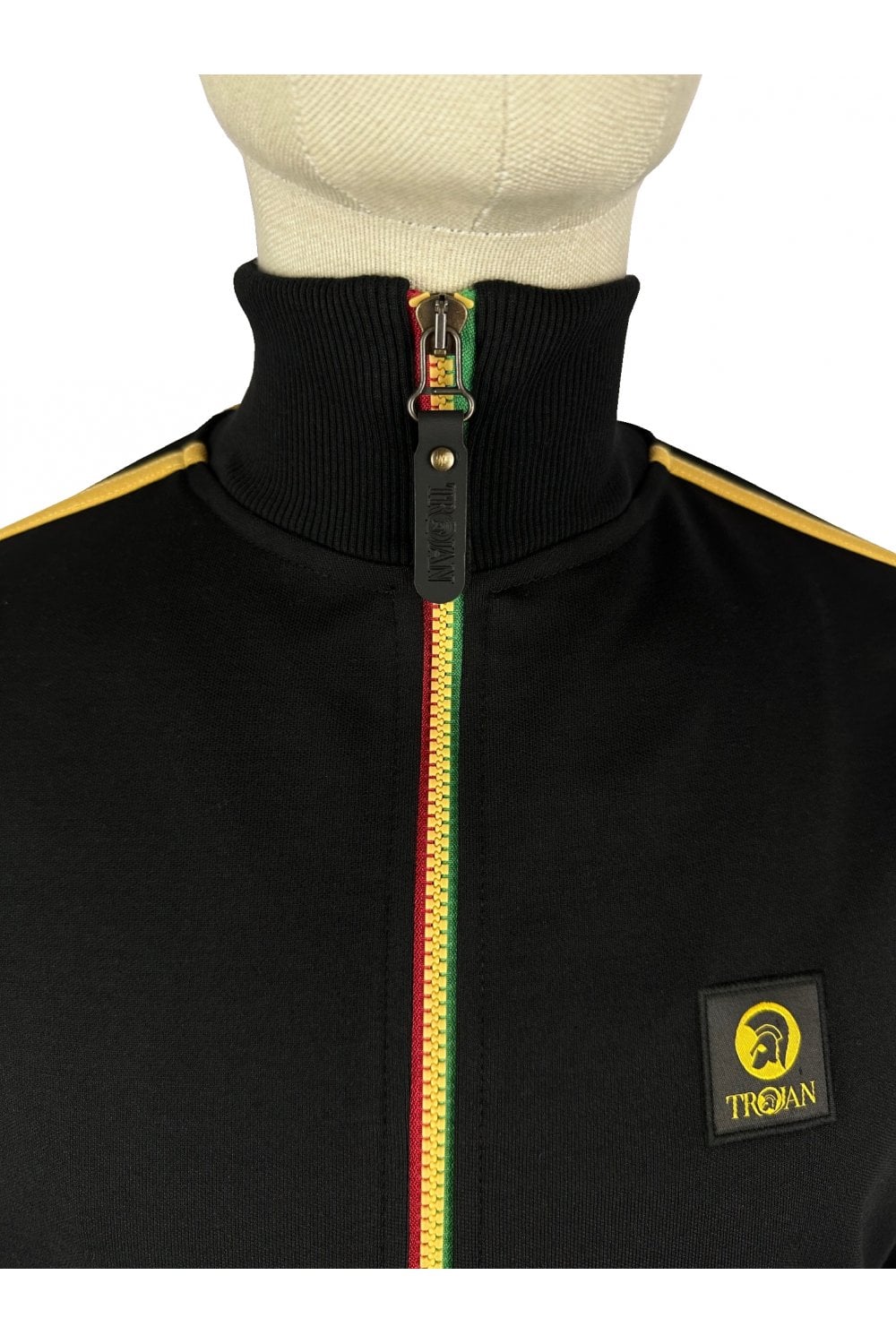 Trojan Records Men's TC1043 Contrast Zip Track Top Black