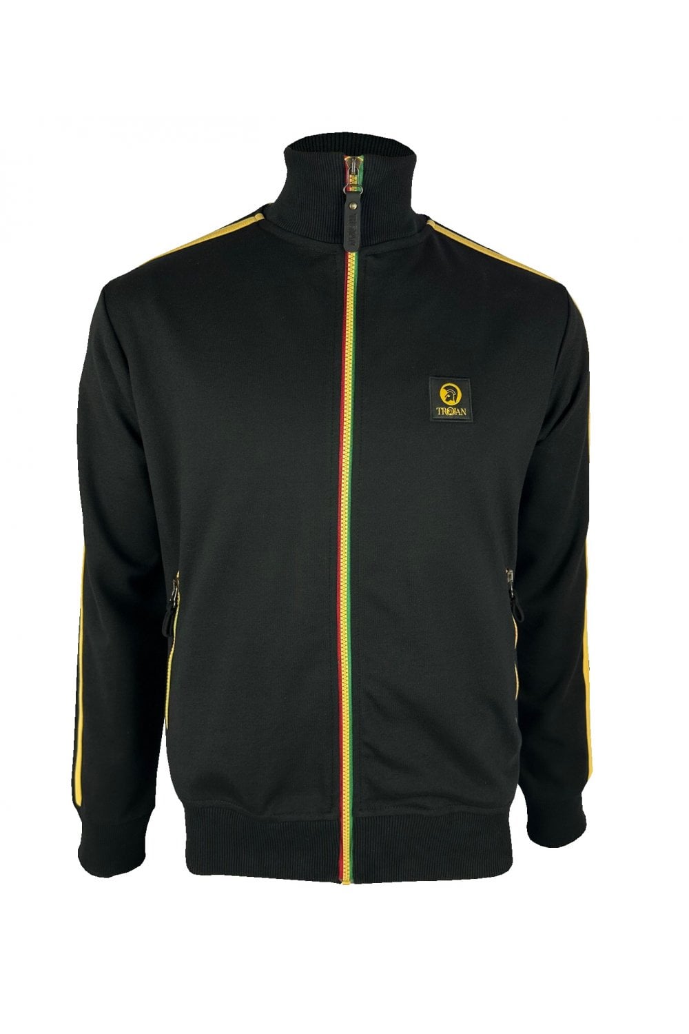 Trojan Records Men's TC1043 Contrast Zip Track Top Black