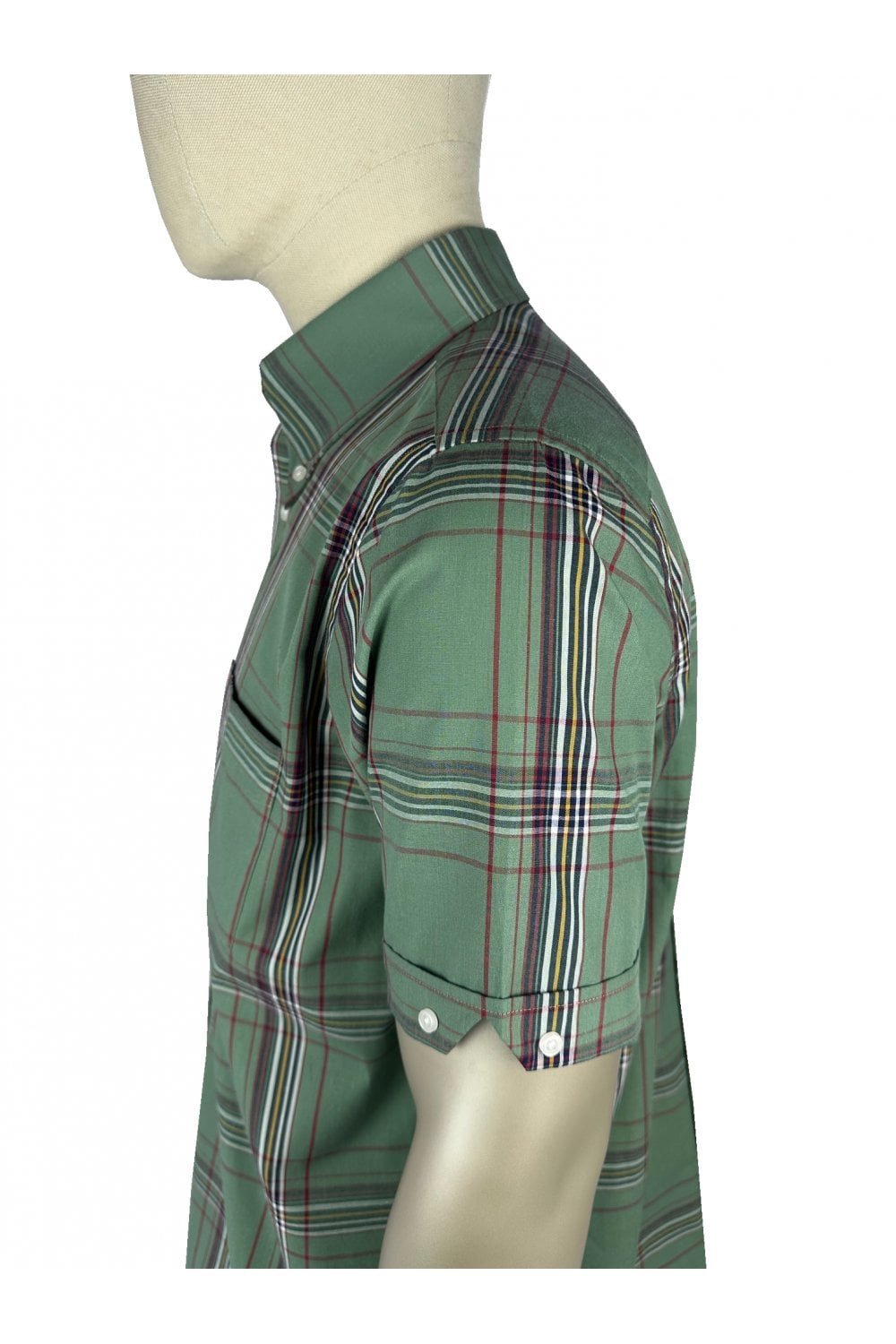 Trojan Records Men's TC1062 SS Large Check Shirt Green