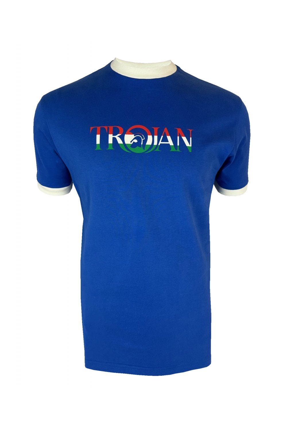 Trojan Records Men's TC1014 Logo Ringer T Shirt Cobalt Blue