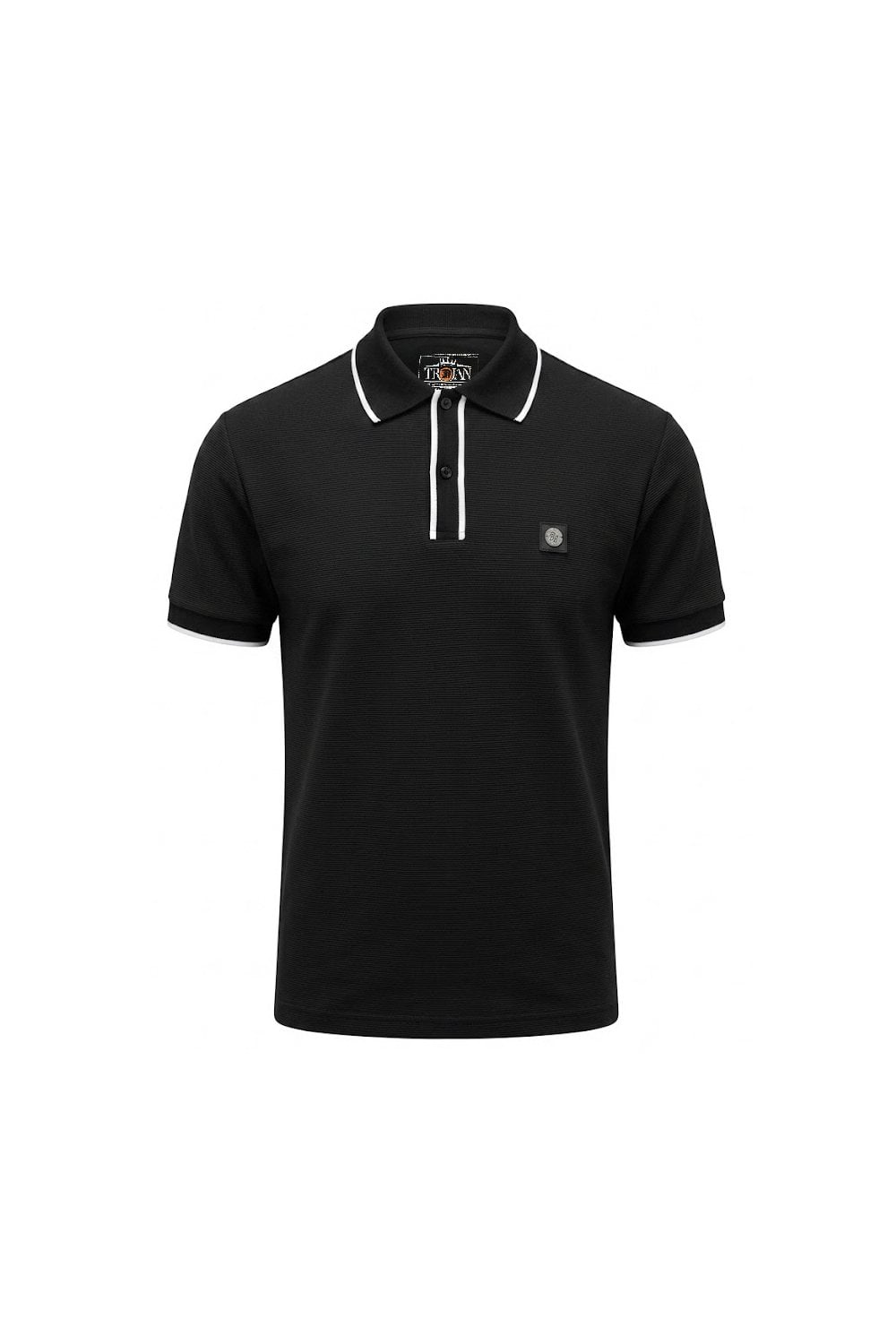 Trojan Records TR9126 Mono Ottoman Rib Polo Shirt Black
