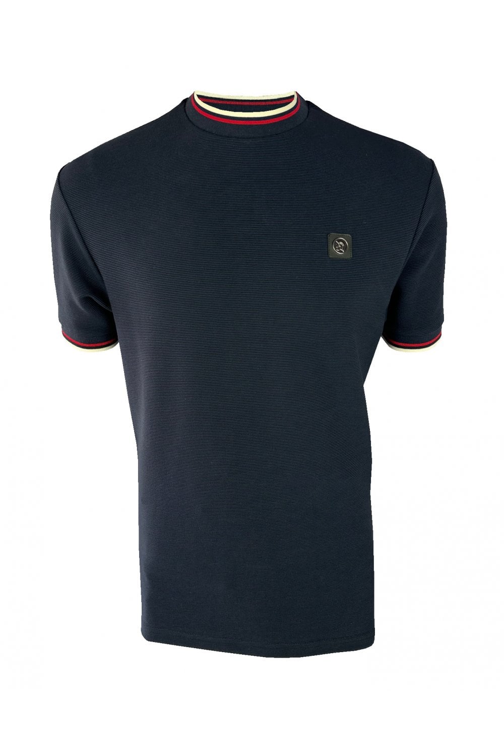 Trojan Records Men's TR9089 Ottoman Rib Tee Shirt Navy Blue