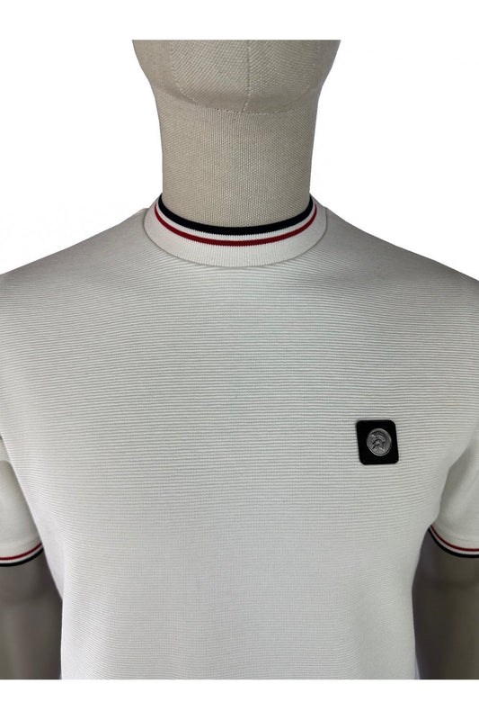 Trojan Records Men's TR9089 Ottoman Rib Tee Shirt Ecru
