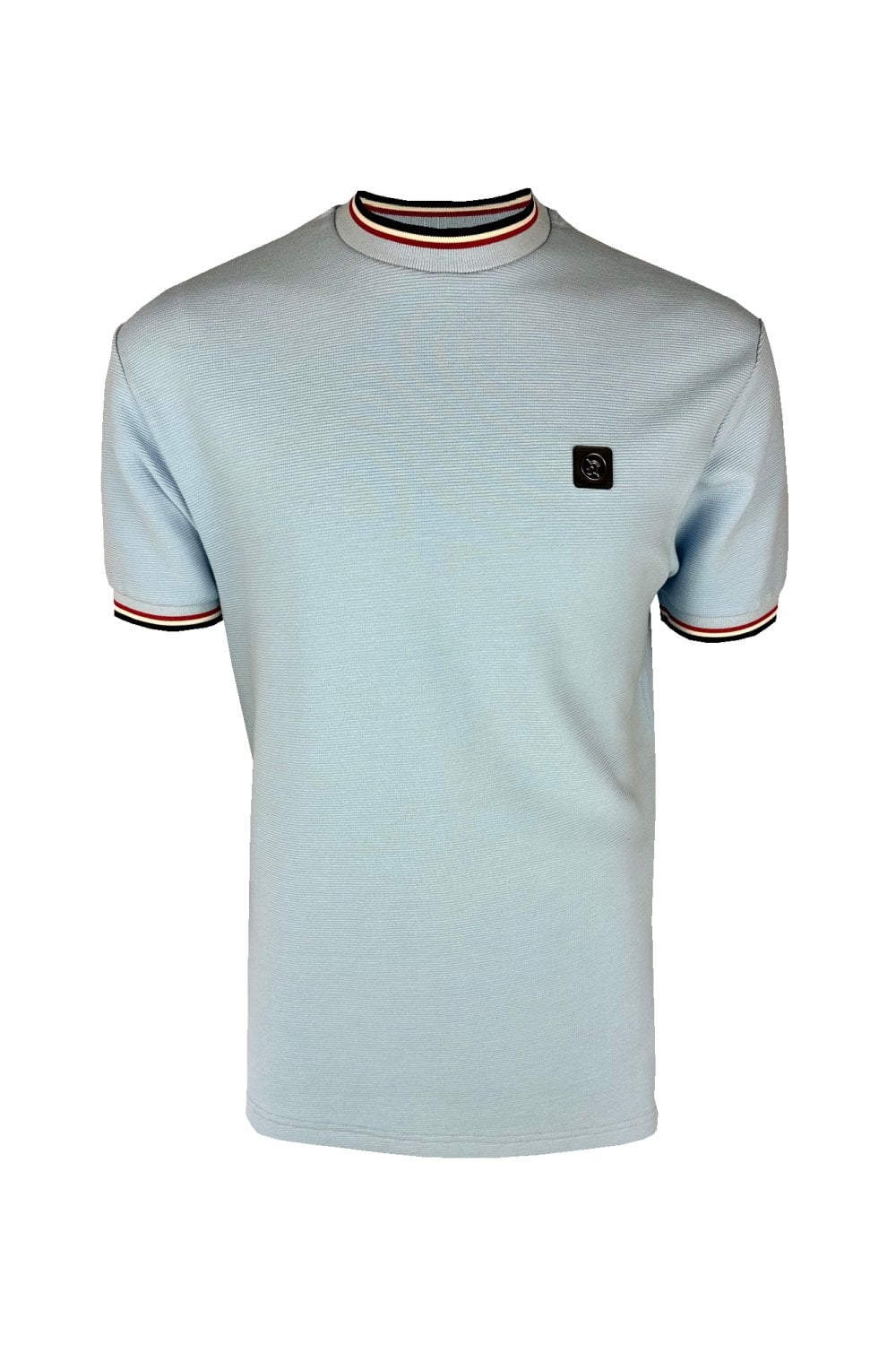 Trojan Records Men's TR9089 Ottoman Rib Tee Shirt Powder Blue