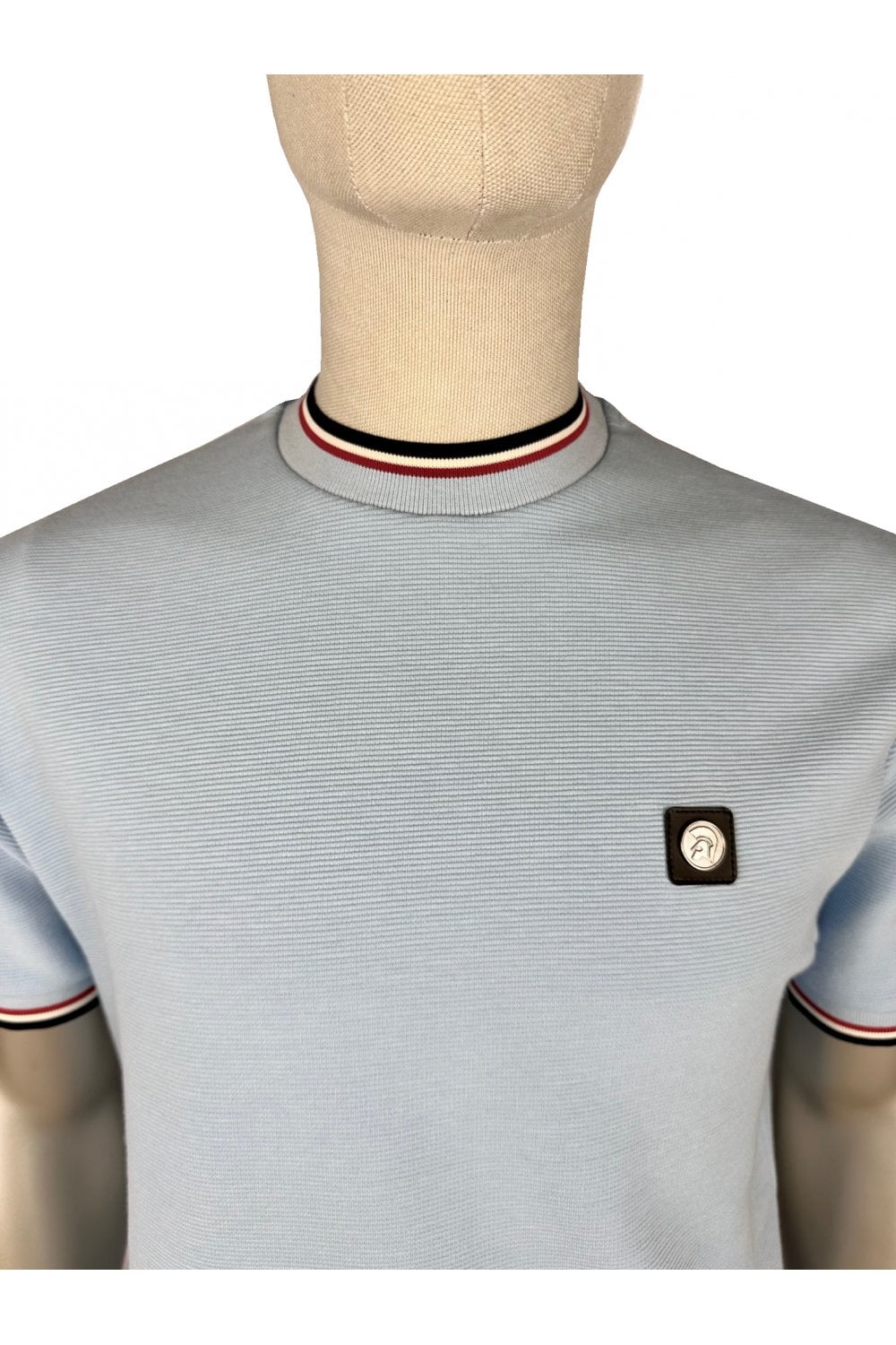 Trojan Records Men's TR9089 Ottoman Rib Tee Shirt Powder Blue