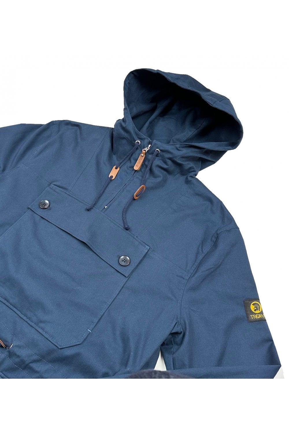 Trojan Records Men's TC1026C Peached Cotton Overhead Smock Jacket Navy Blue