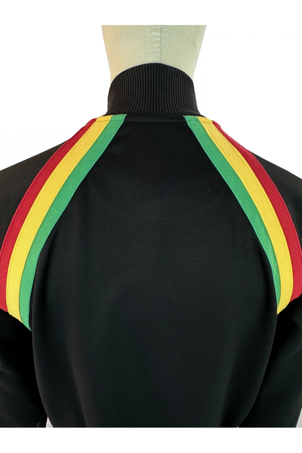 Trojan Records Men's TR9053 Raglan Taped Track Top Rasta Black