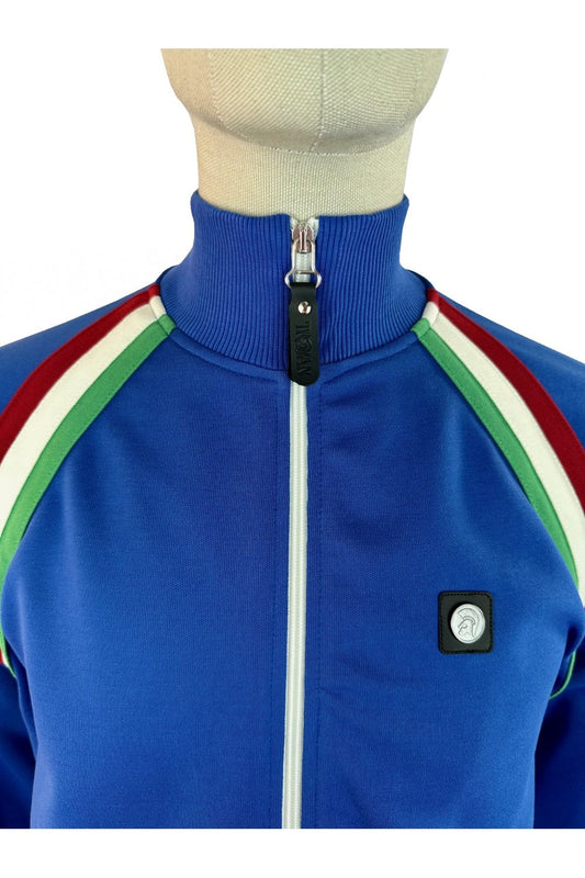 Trojan Records Men's TR9053 Raglan Taped Track Top Italy Blue