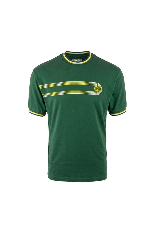 Trojan Records Men's TR9137 Retro Stripe Print Tee Green