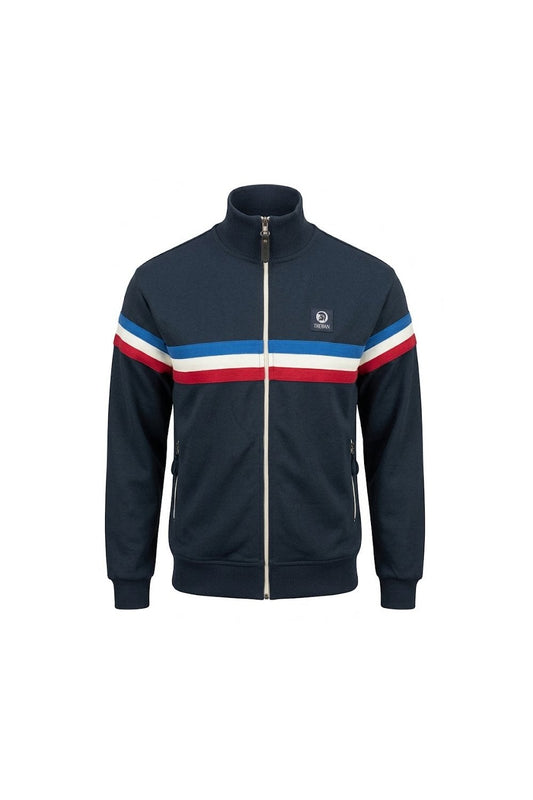 Trojan Records Men's TR9102 Retro Stripe Track Top Navy Blue