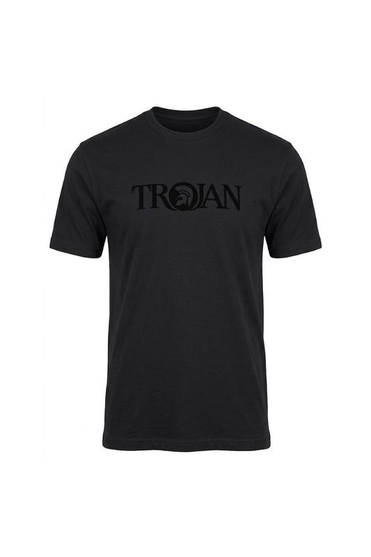 Trojan Records Men's TR9139 Self-Flock Print Logo Tee Black