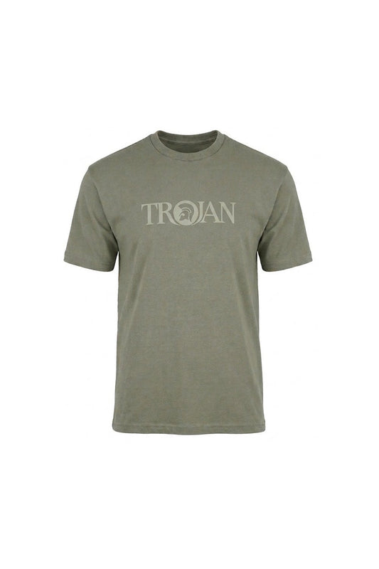 Trojan Records Men's TR9139 Self-Flock Print Logo Tee Grey