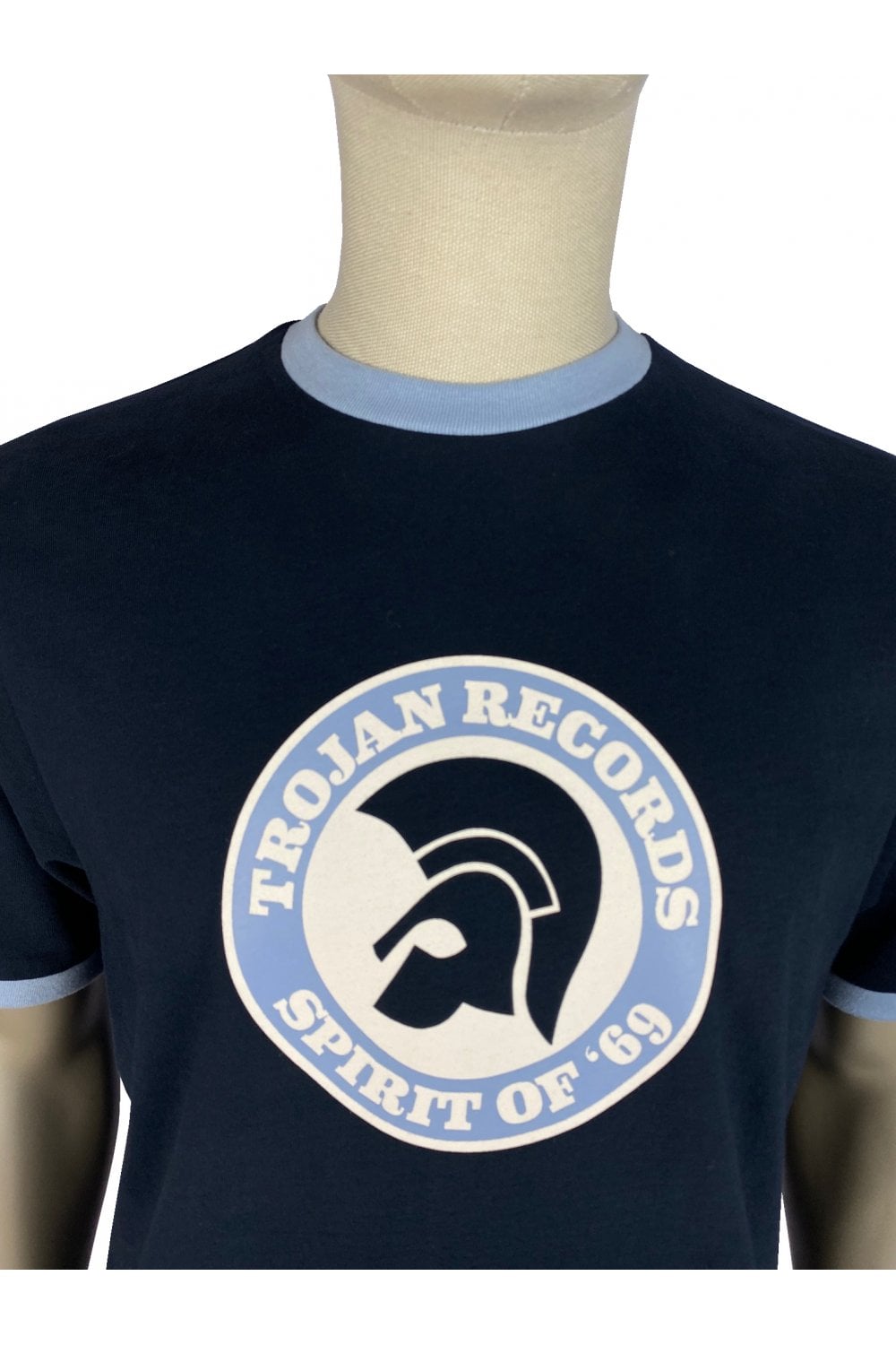 Trojan Records Men's TC1006 Spirit Of '69 Logo Tee Shirt Navy Blue